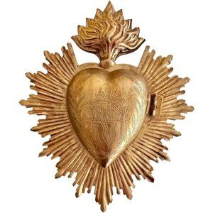Milagro Heart Wall Ornament | Beautiful Sacred Heart Home Décor (Antique Gold)